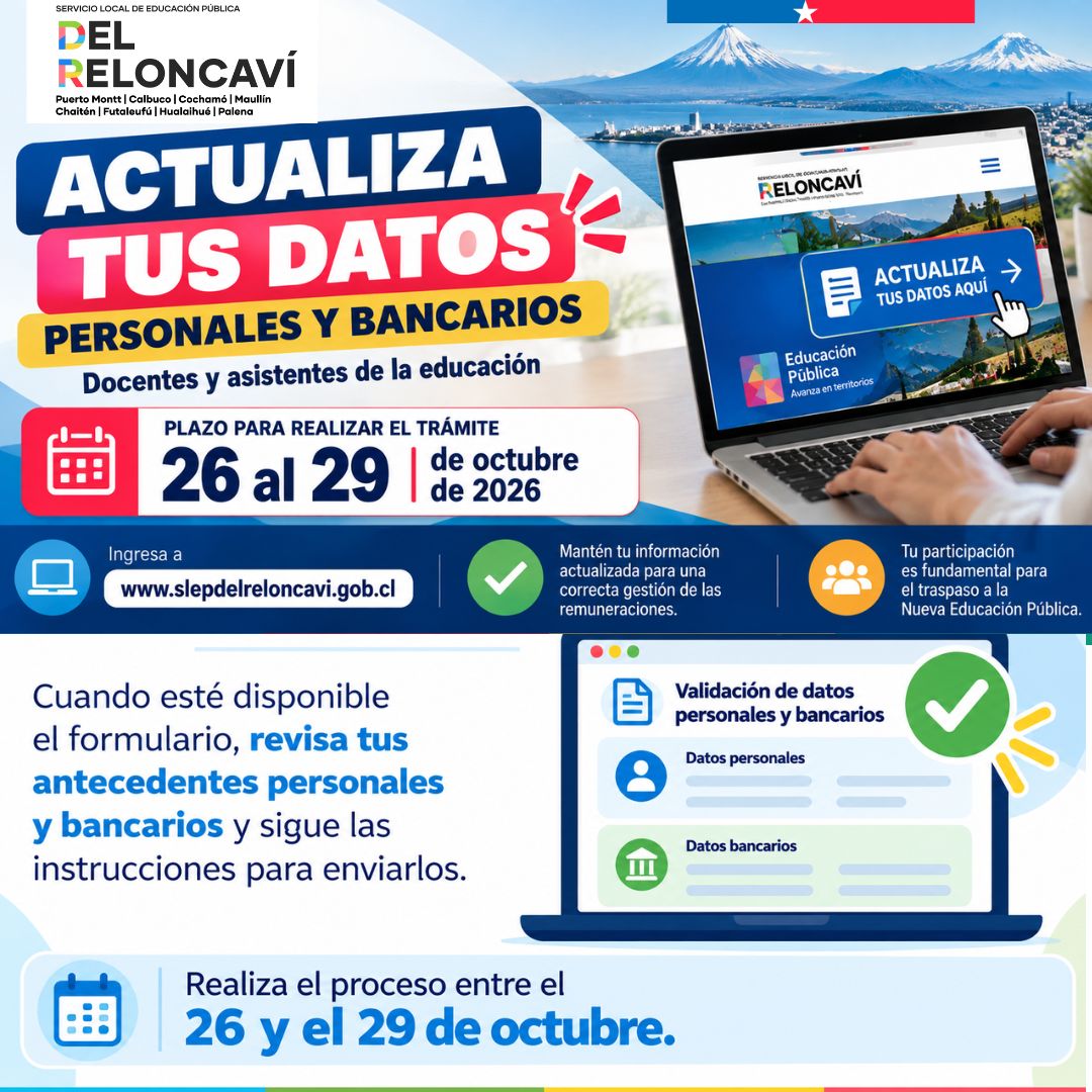 SLEP del Reloncaví inicia proceso de actualización de datos personales y bancarios de docentes y asistentes de la educación